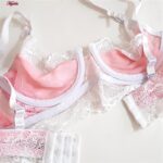 سوتین زنانه چانبی شو مدل فنردار گیپوری کد 4796 رنگ صورتی