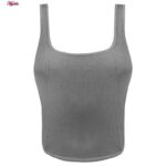 کراپ‌تاپ زنانه ماییلدا مدل پشت کوتاه کد 4791 رنگ خاکستری