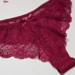 شورت زنانه کوزا مدل گیپور گلدار فانتزی کد 4886 رنگ زرشکی