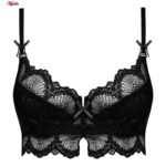 سوتین زنانه چانبی شو مدل فنردار گیپوری کد 4796 رنگ مشکی