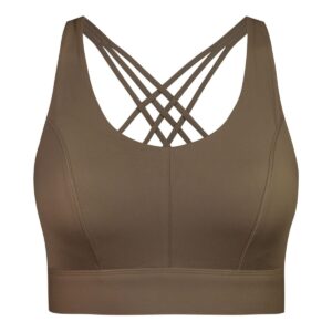 نیم تنه ورزشی زنانه ماییلدا مدل اسپورت پد ثابت پشت ضربدری کد 4848 رنگ قهوه ای