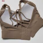 نیم تنه ورزشی زنانه ماییلدا مدل اسپورت پد ثابت پشت ضربدری کد 4848 رنگ قهوه ای