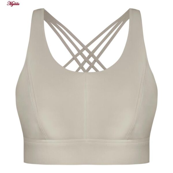 نیم تنه ورزشی زنانه ماییلدا مدل اسپورت پد ثابت پشت ضربدری کد 4848 رنگ شیری