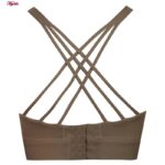 نیم تنه ورزشی زنانه ماییلدا مدل اسپورت پد ثابت پشت ضربدری کد 4848 رنگ قهوه ای