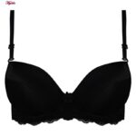 ست شورت و سوتین زنانه لناژنکن مدل پد اسفنجی فنردار بند متحرک کد 4854 رنگ مشکی