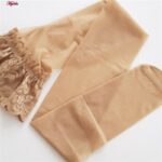 جوراب ساق بلند زنانه ماییلدا مدل لبه گیپوری نازک کد 4927-4445 رنگ کرم