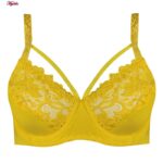 سوتین زنانه ماییلدا مدل فنردار گیپور گلدار هارنس کد 4889 رنگ زرد