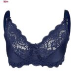 سوتین زنانه لین مدل فنردار گیپوری کد 4680-614 رنگ سرمه ای