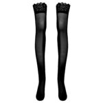 جوراب ساق بلند زنانه ماییلدا مدل لبه گیپوری نازک کد 4927-4445 رنگ مشکی