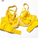 سوتین زنانه ماییلدا مدل فنردار گیپور گلدار هارنس کد 4889 رنگ زرد