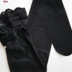 جوراب ساق بلند زنانه ماییلدا مدل لبه گیپوری نازک کد 4927-4445 رنگ مشکی