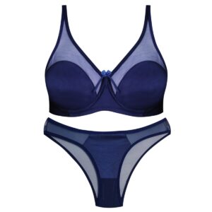 ست شورت و سوتین زنانه کارنا رز مدل پرسی بالا شیشه ای فنردار کد 4879-2520 رنگ سرمه ای