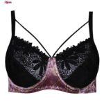 ست شورت و سوتین زنانه کارنا رز مدل فنردار هارنس گیپوردار مخملی کد 4875-2047-3 رنگ صورتی