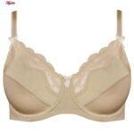 سوتین زنانه لین مدل فنردار گیپور گلدار کد 4680-606 رنگ کرم