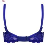 ست شورت و سوتین زنانه پانیذ مدل فنردار گیپور گلدار کد 9006-new رنگ آبی کاربنی مجموعه 3 عددی