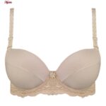 ست شورت و سوتین زنانه لناژنکن مدل پد اسفنجی فنردار بند متحرک کد 4854 رنگ کرم