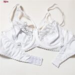 سوتین زنانه ماییلدا مدل فنردار گیپور گلدار هارنس کد 4889 رنگ سفید