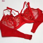 سوتین زنانه کارنا رز مدل فنردار گیپور گلدار هارنس کد 3377-8new رنگ قرمز