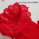جوراب ساق بلند زنانه ماییلدا مدل لبه گیپوری نازک کد 4927-4445 رنگ قرمز