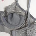 سوتین زنانه کارنا رز مدل فنردار کش پهن گیپوری کد 4934-332 رنگ طوسی