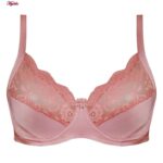 سوتین زنانه پانیذ مدل فنردار گیپور گلدار کد 66308 رنگ کالباسی