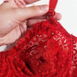 سوتین زنانه کارنا رز مدل فنردار کش پهن گیپوری کد 4934-332 رنگ قرمز