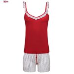 ست تاپ و شلوارک زنانه کوزا مدل قلبی کد 9220 رنگ قرمز