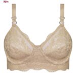 سوتین زنانه کارنا رز مدل فنردار کش پهن گیپوری کد 4934-332 رنگ کرم