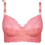 سوتین زنانه کارنا رز مدل فنردار کش پهن گیپوری کد 4934-332 رنگ گلبهی