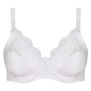 سوتین زنانه پانیذ مدل فنردار گیپور گلدار کد 66308 رنگ سفید