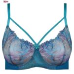 سوتین زنانه پانیذ مدل فنردار گیپوری هارنس دار کد 66394 رنگ آبی روشن