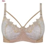 سوتین زنانه پانیذ مدل فنردار گیپوری هارنس دار کد 66394 رنگ کرم