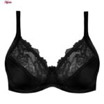 سوتین زنانه پانیذ مدل فنردار گیپور گلدار کد 66308 رنگ مشکی