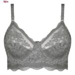 سوتین زنانه کارنا رز مدل فنردار کش پهن گیپوری کد 4934-332 رنگ طوسی