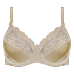 سوتین زنانه پانیذ مدل فنردار گیپور گلدار کد 66308 رنگ کرم