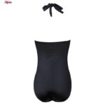 مایو زنانه فیتن مدل راه‌راه فنردار کد 4681-288 رنگ مشکی