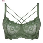 سوتین زنانه کارنا رز مدل فنردار گیپور گلدار هارنس کد 4935-315-4 رنگ سبز