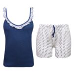 ست تاپ و شلوارک زنانه کوزا مدل قلبی کد 9220 رنگ سرمه ای