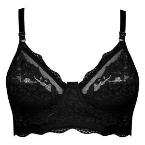 سوتین زنانه کارنا رز مدل فنردار کش پهن گیپوری کد 4934-332 رنگ مشکی