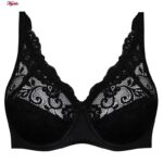 سوتین زنانه پانیذ مدل فنردار گیپور گلدار کد 66364-new رنگ مشکی