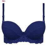 ست شورت و سوتین زنانه پانیذ مدل فنردار بند متحرک کاپ اسفنجی کد 4957 رنگ سرمه ای