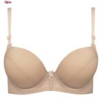 ست شورت و سوتین زنانه لنا مدل فنردار بند متحرک کاپ اسفنجی کد 4961 رنگ کرم