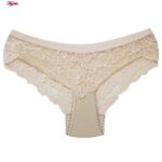 ست شورت و سوتین زنانه پانیذ مدل فنردار گیپور گلدار کد 9015 رنگ کرم