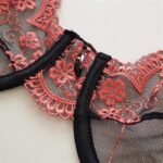 ست شورت و سوتین زنانه فیتن فرخ زادی مدل فنردار گیپور کد 4952-1 رنگ مشکی