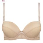 ست شورت و سوتین زنانه لنا مدل فنردار بند متحرک کاپ اسفنجی کد 4960 رنگ کرم