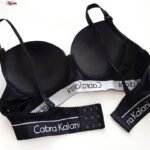 سوتین زنانه لنا مدل فنردار کاپ اسفنجی بند متحرک کد 4628 رنگ مشکی