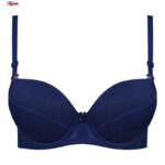 ست شورت و سوتین زنانه لنا مدل فنردار بند متحرک کاپ اسفنجی کد 4961 رنگ سرمه ای