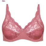 سوتین زنانه پانیذ مدل فنردار گیپور گلدار کد 66364-new2 رنگ کالباسی