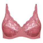 سوتین زنانه پانیذ مدل فنردار گیپور گلدار کد 66364-new2 رنگ کالباسی