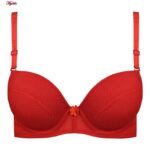 ست شورت و سوتین زنانه لنا مدل فنردار بند متحرک کاپ اسفنجی کد 4961 رنگ قرمز